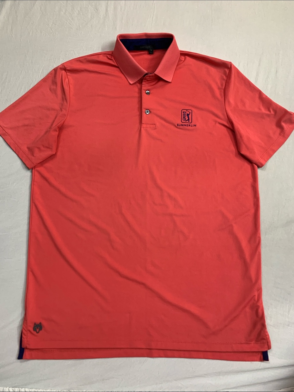 Greyson Coral Pink Short-Sleeve Performance Polo TPC Summerlin Logo